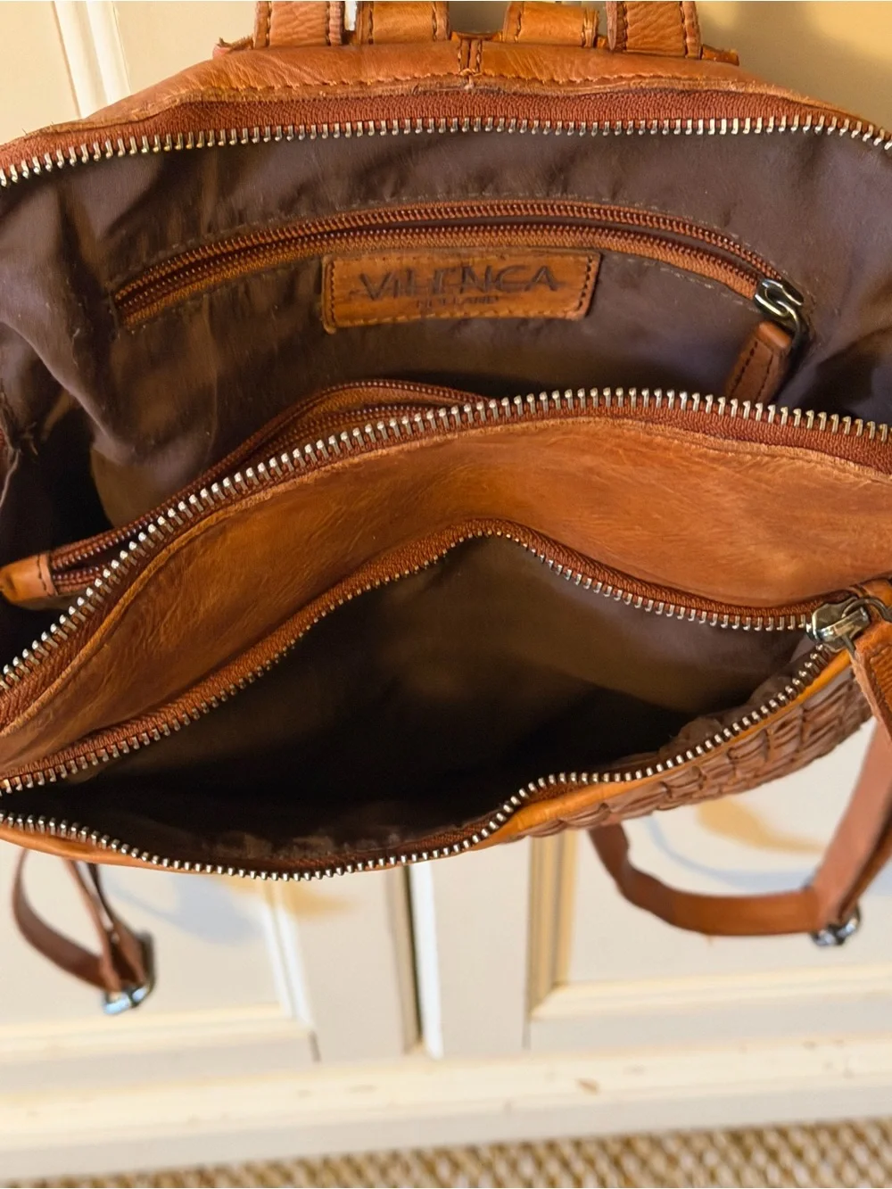 Woven Leather Backpack in Tan - Classic Everyday Carry